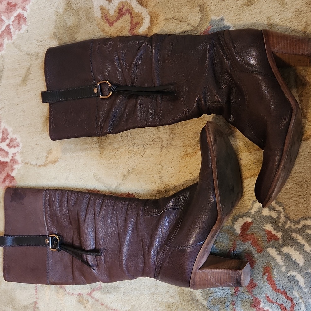 COACH Morgan tall brown leather slouch boots, size 7.5